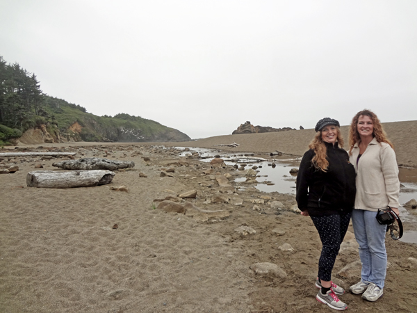 Karen Duquewtte and her sister at Fogarty Creek Recreation Area